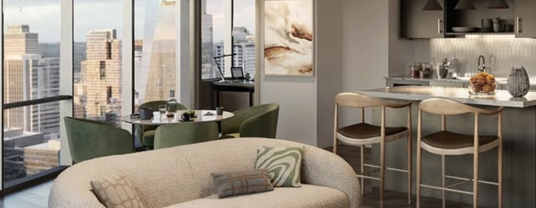 living area with easy access to other rooms