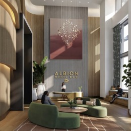 lounge with colorful decor