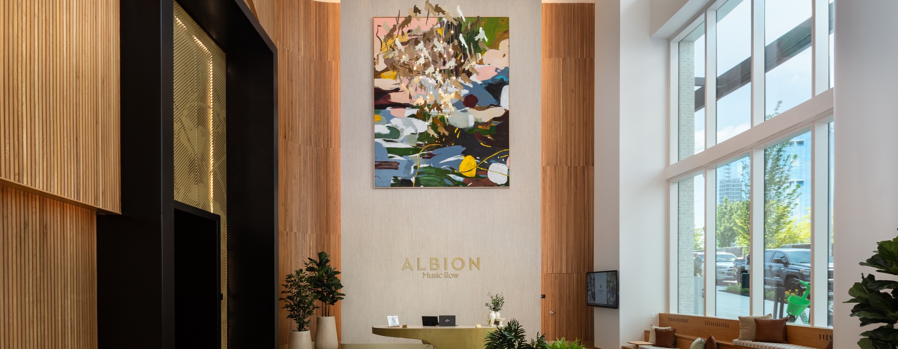 lobby of Albion Music Row high rise building