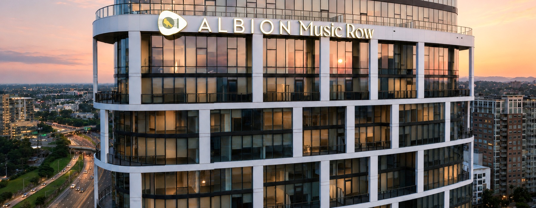 A high angle view of Albion Music Row apartments near downtown Nashville.
