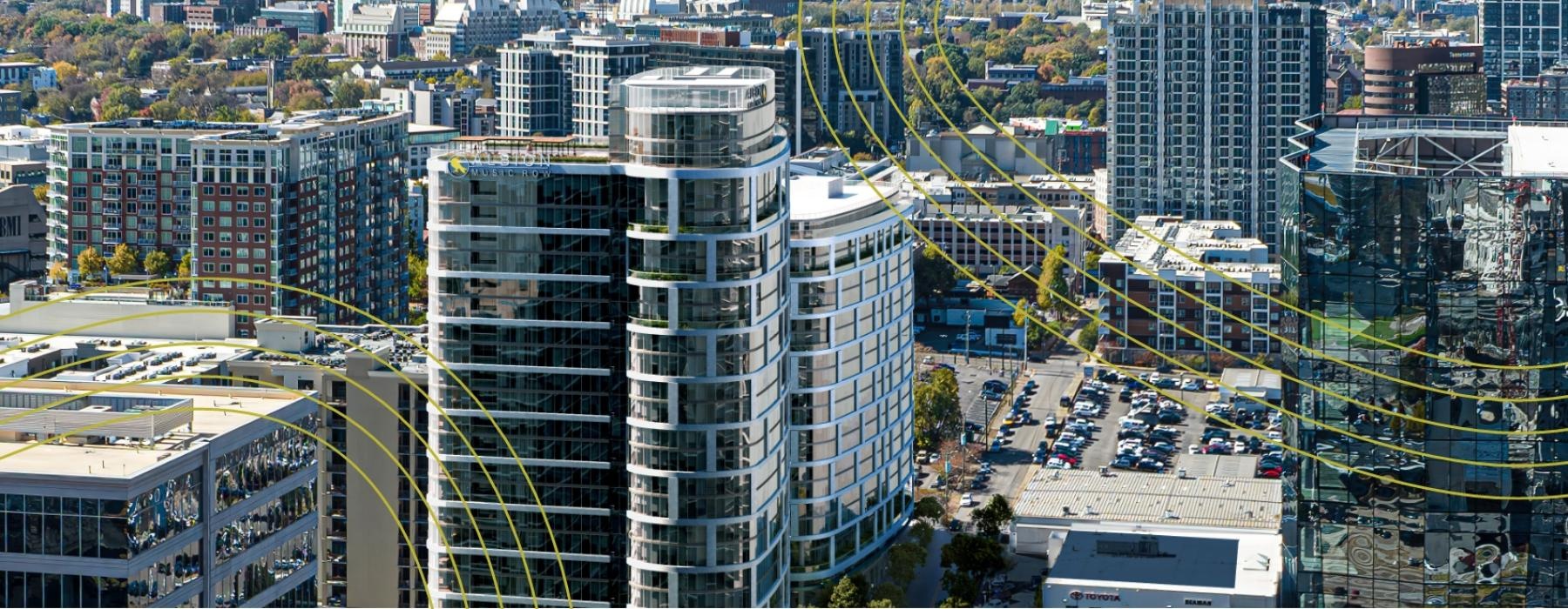 a high angle view of a city