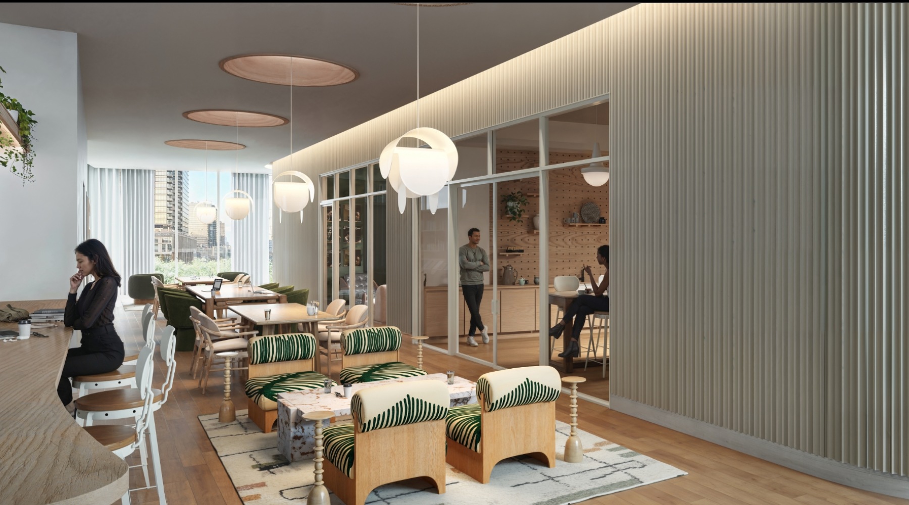 lounge area with modern decor and ample seating