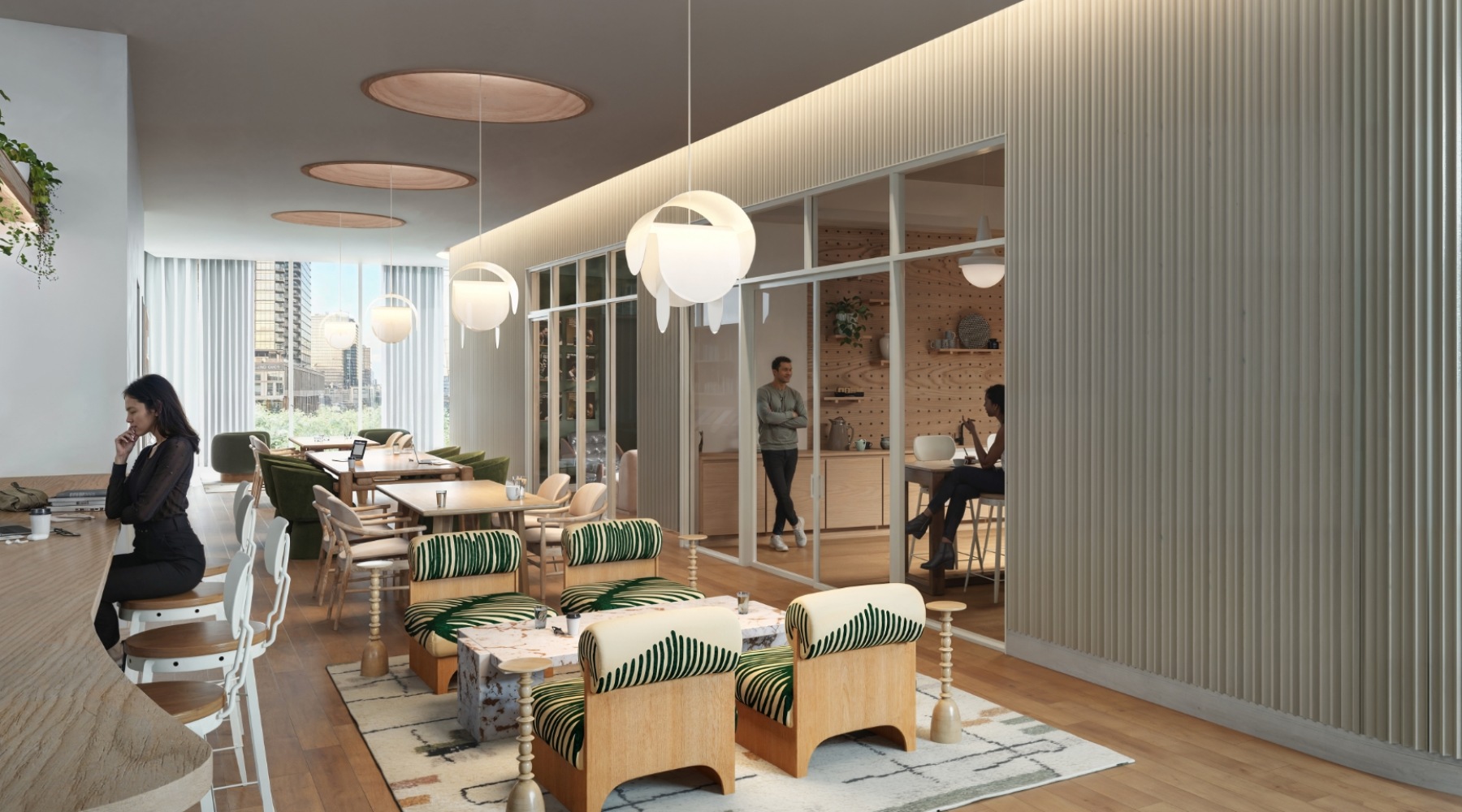 lounge area with modern decor and ample seating