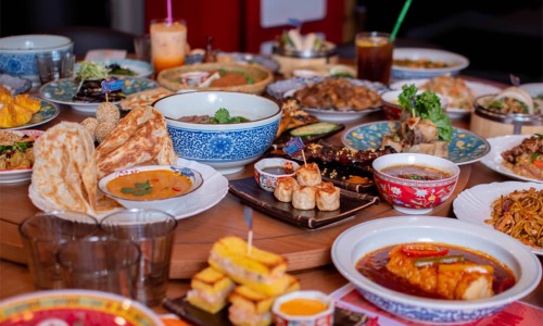 table full of food